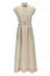 Brunello Cucinelli Linen Dress With Belted Waist And Pockets