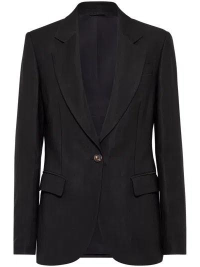 BRUNELLO CUCINELLI BRUNELLO CUCINELLI WOMEN LINEN FLUID JACKET WITH SHINY DETAILS
