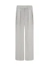 Brunello Cucinelli Women Linen Pants In Gray