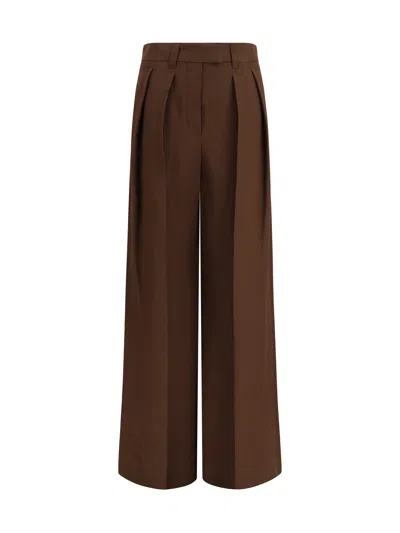 Brunello Cucinelli Women Linen Pants In Brown
