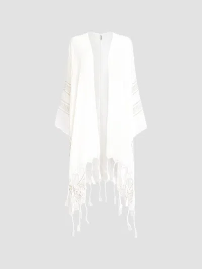 Brunello Cucinelli Women's Linen Poncho With Broderie Anglaise In White