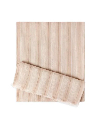 Brunello Cucinelli Women's Linen Scarf With Sparkling Regimental Stripes In Red