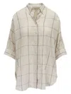 Brunello Cucinelli Linen Checked Shirt Short Sleeves