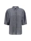 Brunello Cucinelli Women Linen Shirt In Gray