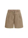 Brunello Cucinelli Baggy Shorts Pleated Front Belt Loops Pockets In Brown