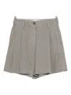 Brunello Cucinelli Women Tailored Linen Bermuda Shorts With Double Pleats In Multi