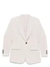 Brunello Cucinelli Linen Single-breasted Jacket Featuring Shoulder Pads In Beige