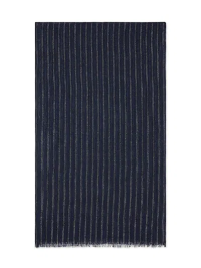 Brunello Cucinelli Women's Linen Sparkling Stripe Scarf In Cobalt