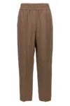 Brunello Cucinelli Linen Trousers Pants In Brown