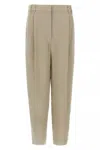 Brunello Cucinelli Women Slouchy Trousers In Sparkling Linen Canvas With Jewellery In Cream