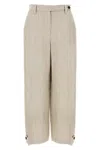 Brunello Cucinelli Linen Trousers With Belt Loops And Pockets In Cream
