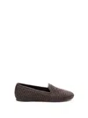 Brunello Cucinelli Woven Slip-on Brown Shoes With Elegant Detailing In Multicolor