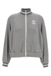 Brunello Cucinelli Logo Zipped Sweatshirt In Gray