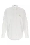 Brunello Cucinelli White Shirt With Classic Collar And Embroidered Logo On The Chest In Cotton Woman In White