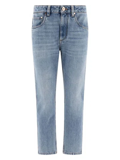 BRUNELLO CUCINELLI WOMEN'S LOGO PATCH STRAIGHT LEG JEANS