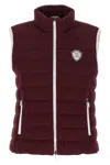 Brunello Cucinelli Bordeaux Sleeveless Down Jacket With Logo Patch On The Front In Multi