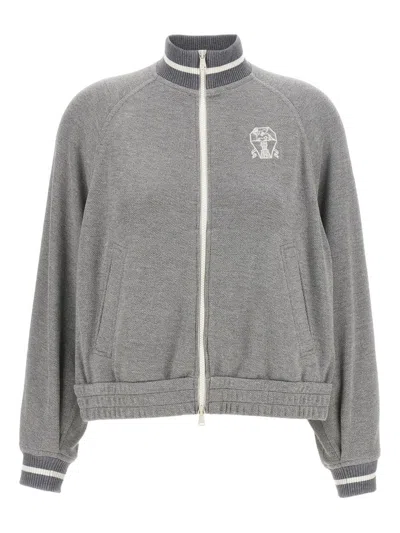 Brunello Cucinelli Women Logo Zipped Sweatshirt