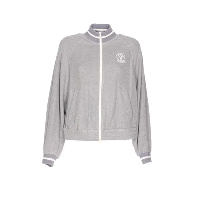 BRUNELLO CUCINELLI BRUNELLO CUCINELLI WOMEN LOGO ZIPPED SWEATSHIRT