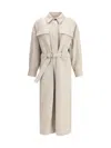 Brunello Cucinelli Silhouette-defining Long Coat With Adjustable Waistband In Multi