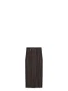Brunello Cucinelli Long Skirt With Dazzling Stripe Embroidery In Brown