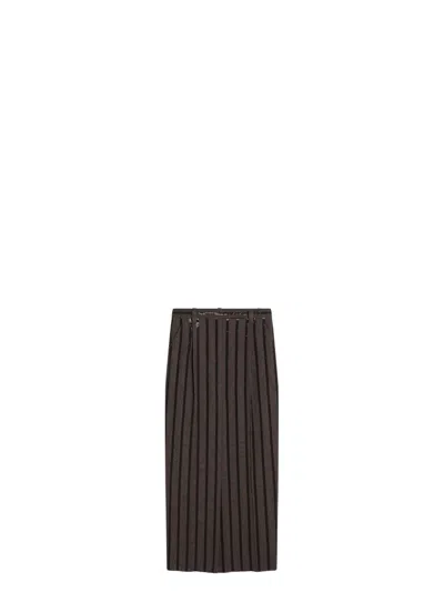 BRUNELLO CUCINELLI WOMEN'S LONG SKIRT WITH DAZZLING STRIPE EMBROIDERY
