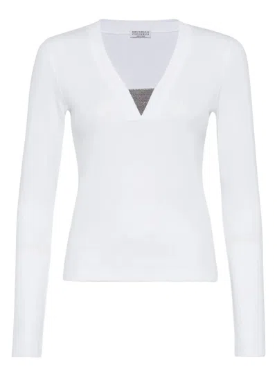 BRUNELLO CUCINELLI WOMEN'S LONG SLEEVE V-NECK T-SHIRT