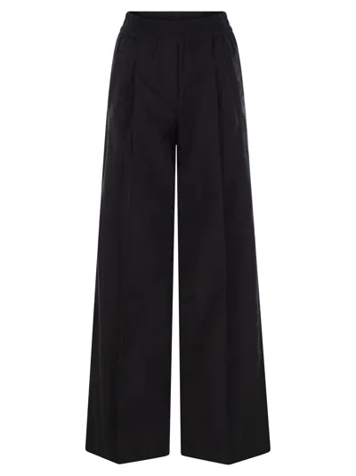 Brunello Cucinelli Loose Fit Cotton Trousers In Black