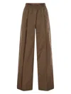 Brunello Cucinelli Loose Fit Cotton Trousers In Brown