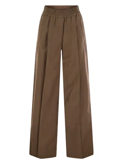 BRUNELLO CUCINELLI WOMEN'S LOOSE FIT COTTON TROUSERS