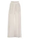 Brunello Cucinelli Loose Fit Cotton Trousers In Natural