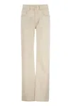 Brunello Cucinelli Women Loose Trousers In Garment-dyed Comfort Denim With Shiny Tab In Ecru