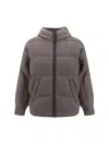 Brunello Cucinelli Long-sleeved Hooded Cotton Coat In Brown
