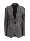 Brunello Cucinelli Women Lurex Fabric Blazer In Gray