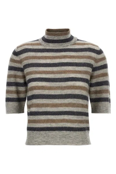 BRUNELLO CUCINELLI BRUNELLO CUCINELLI WOMEN LUREX WOOL CROPPED SWEATER