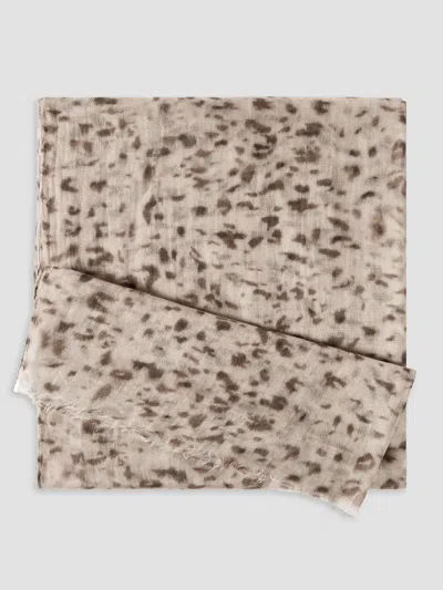 Brunello Cucinelli Lynx-print Cashmere Scarf In Brown