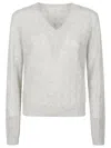 Brunello Cucinelli Women Maglia Con Scollo A V In White