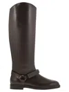 Brunello Cucinelli Women Mat Calf Boots With Precious Ribbed Strap In Multicolor
