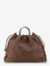 Brunello Cucinelli Women Mellow Quilted Leather Shopper Bag With Monile In Brown