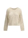 Brunello Cucinelli Perforated Sweater In Neutral