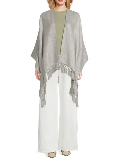 Brunello Cucinelli Women's Metallic Fringe Linen-blend Poncho In Gray