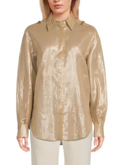 Brunello Cucinelli Women's Metallic Sheen Cotton Shirt