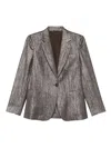 Brunello Cucinelli Single-breasted Lurex Fabric Blazer In Gray