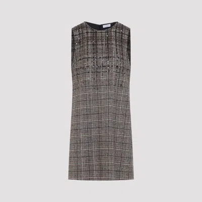 Brunello Cucinelli Sequin Shift Mini Dress Prince Wales Check In Multi