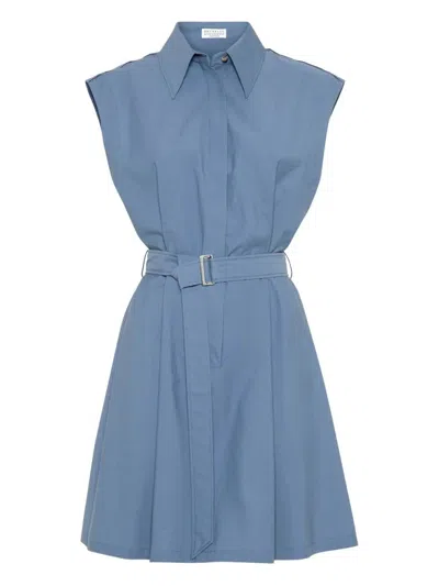 BRUNELLO CUCINELLI BRUNELLO CUCINELLI WOMEN MINI CHEMISIER DRESS WITH MONILI