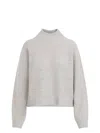 Brunello Cucinelli Beige Cashmere Mock Neck Lana Cashmire Stripe Pullover