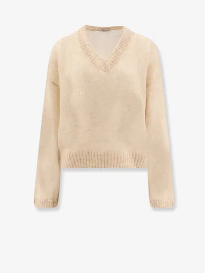 Brunello Cucinelli Women Mohair And Wool Blend Sweater In Neutral
