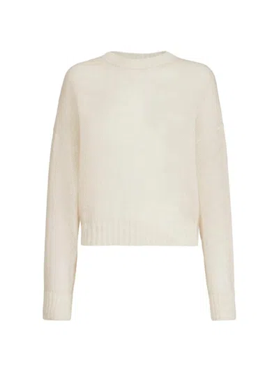 Brunello Cucinelli Women's Mohair And Wool Sweater With Monili In Neutral