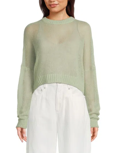 Brunello Cucinelli Women's Mohair-blend Cropped Crewneck Sweater In Green