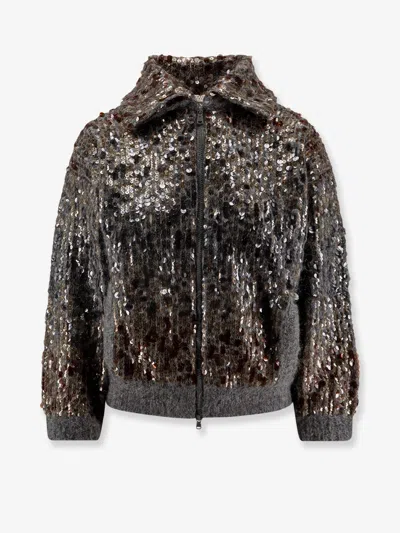 BRUNELLO CUCINELLI BRUNELLO CUCINELLI WOMEN MOHAIR CARDIGAN WITH ALL-OVER SEQUINS