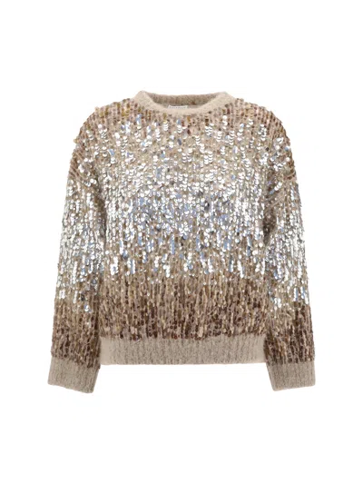 Brunello Cucinelli Women Mohair Sweater In Brown
